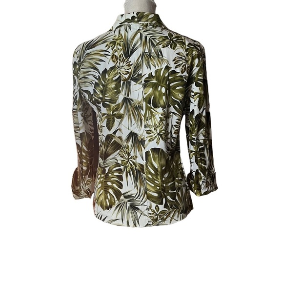Requirements Spring Bouquet Green White Monstera Lined 4-Button Jacket 8 NWT - Picture 5 of 11
